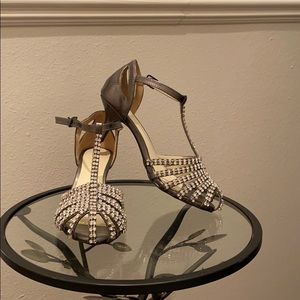 Beaded peep toe shoes